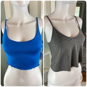 Lot 2 All The Ways REVOLVE Gray Blue Blake Camisoles tank tops cropped crop xxs